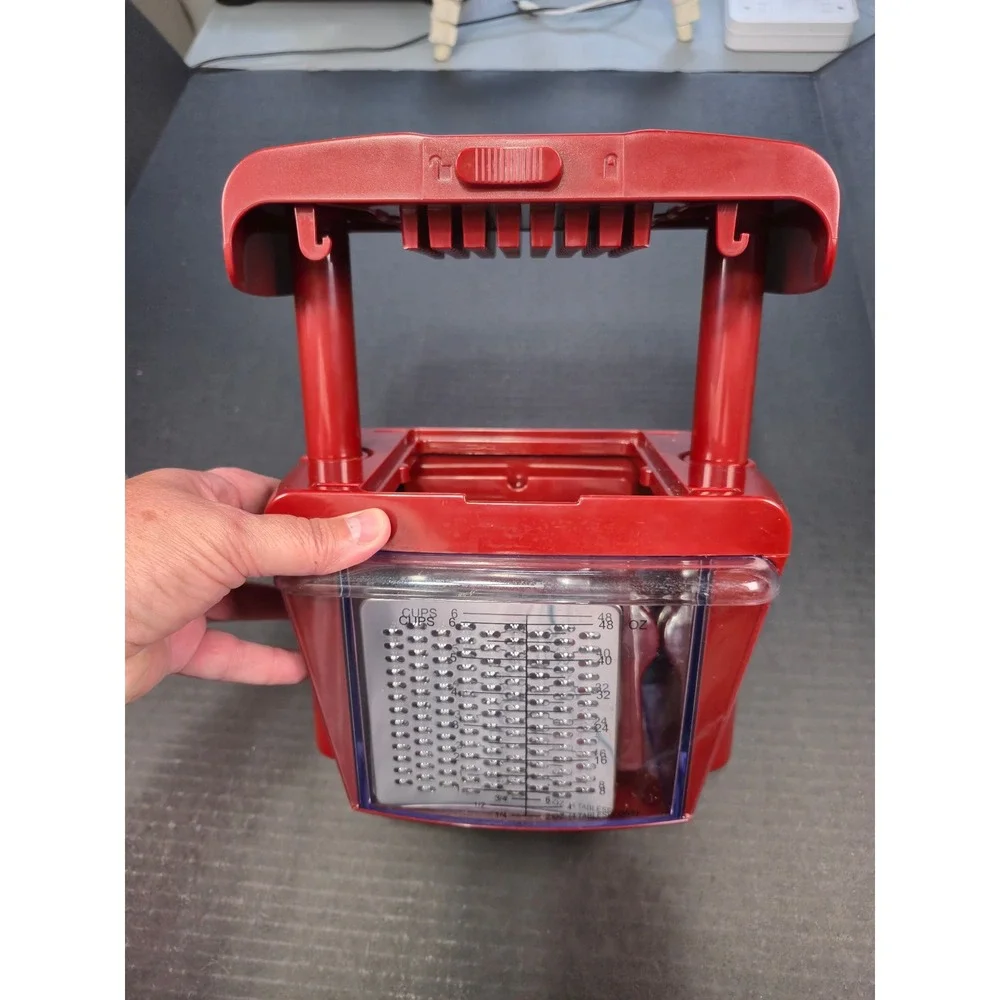 Curtis Stone Red Multi Prep Food Chopper Dicer Grater Slicer Set with Container